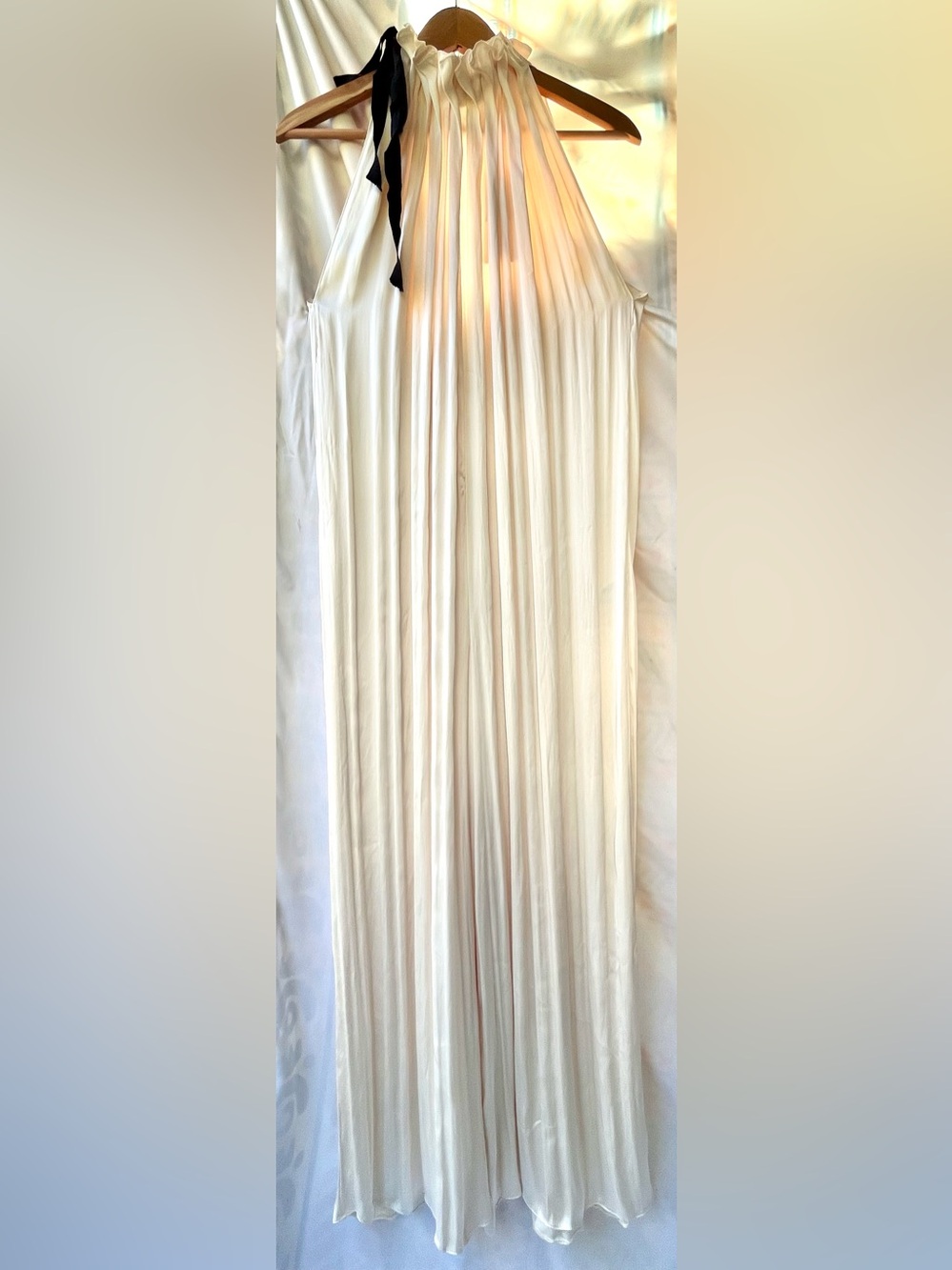 Zara Bestseller Satin Ribbon Jumpsuit Wide Leg Halter Wrinkl Fabrc Detail White - Picture 10 of 16